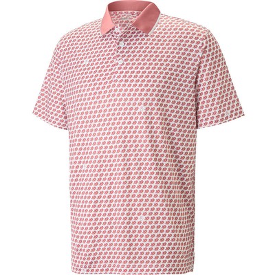 Men's PUMA MATTR Love/H8 Golf Polo - Bright White/Heartfelt SM