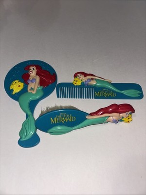 Disney VINTAGE 1991 The Little Mermaid ARIEL & FLOUNDER Vanity Set Mirror Comb