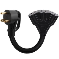 30 Amp to 110V RV Distribution Adapter Cord NEMA TT-30P to Triple 5-20/5-15R ...