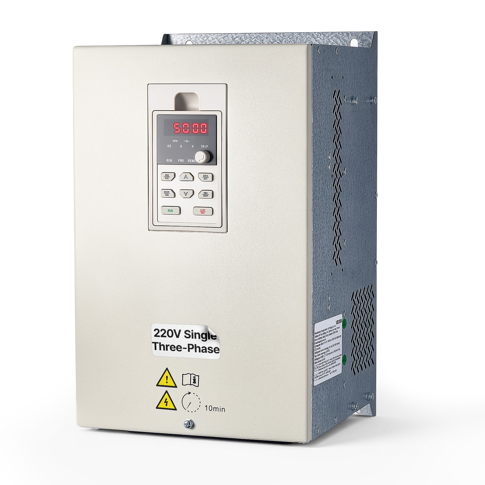 VEVOR 20HP 15KW 68.5A VFD, Single/3-Phase 220V Input to 3-Phase 220V Output