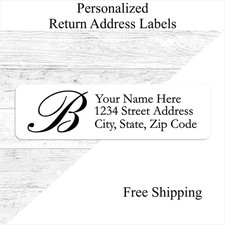 400 Script Monogram Return Address Labels Personalized Printed 1/2 x 1 3/4