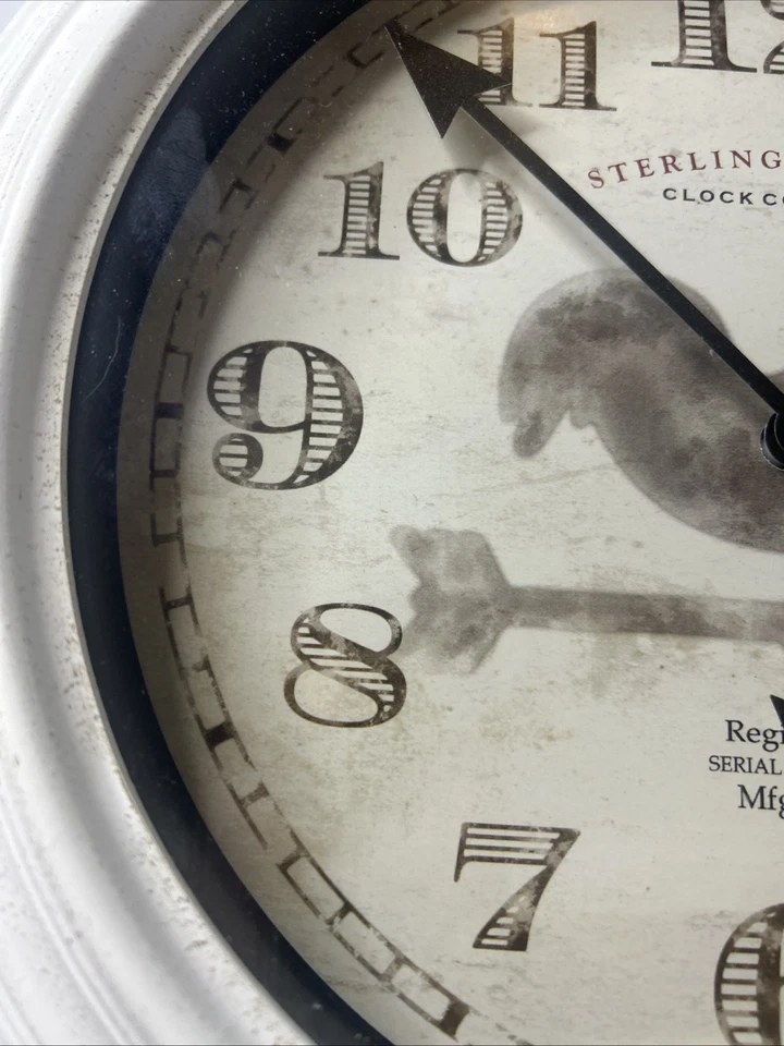 Sterling & Noble Quartz Wall Clock Rooster Weather Vane Design White Distressed - Image 4 of 4