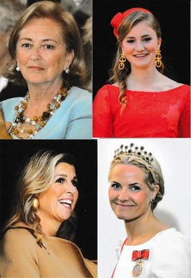 KÖNIGIN PAOLA-MAXIMA-PRZ.METTE-MARIT-ELISABETH-VIER (4 ) ORIGINAL POSTKARTEN