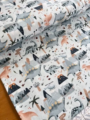 HILCO Sweatstoff Dinosaurier French Terry Stoff Dino Dinos Baumwolle Kinder