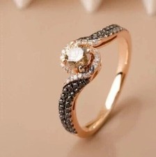 2Ct Lab Created Chocolate Diamond Halo Wedding Fancy Ring 14k Rose Gold Plated