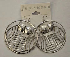 Owl Costume Jewerly Dangle Circle Earrings Pierced 
