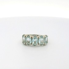 Sterling Silver Oval Blue Stone Band Ring - size 6.75 C31026181 