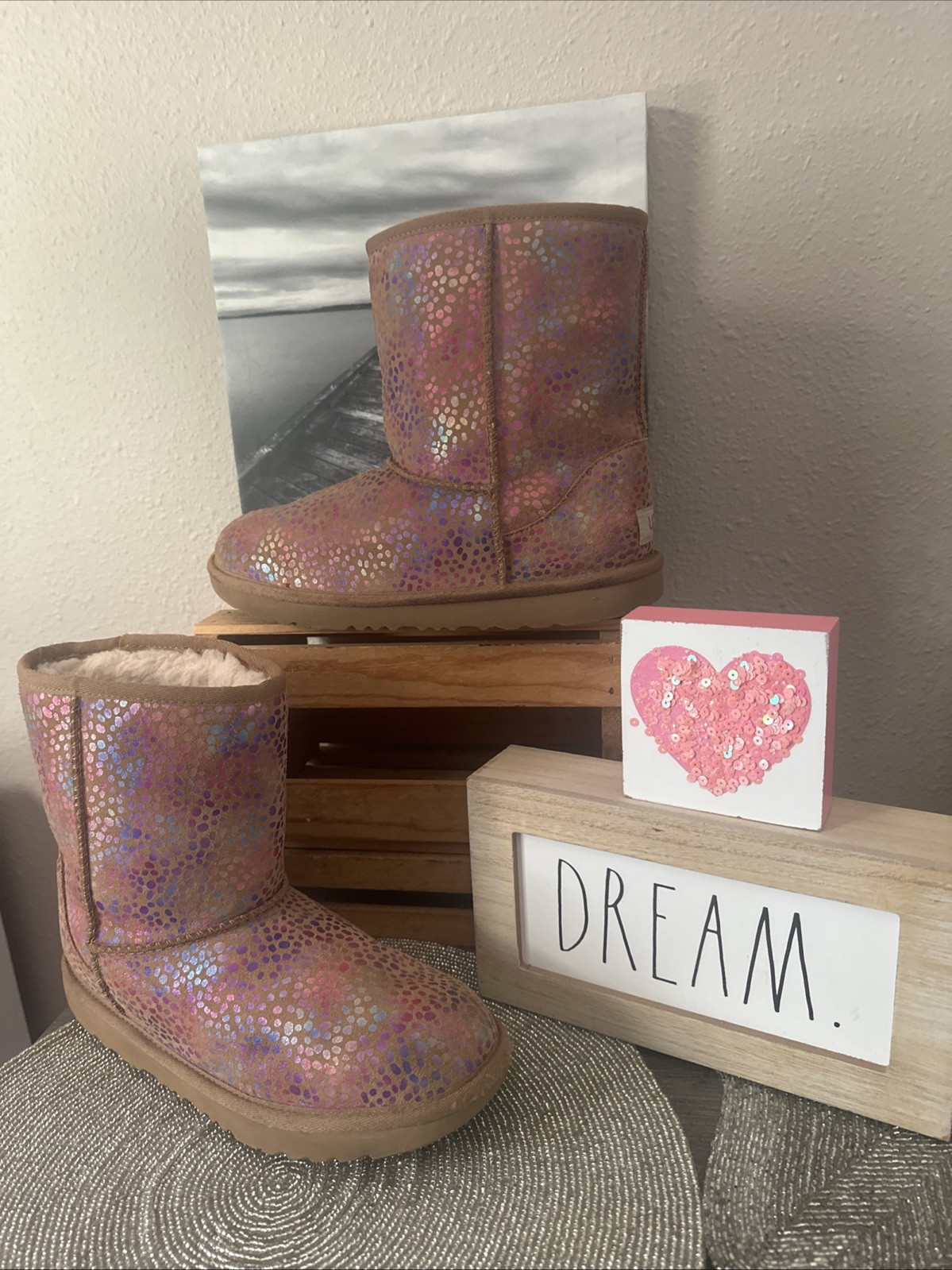 UGG Classic Multi MetallicPrint SuedeLeather Shee… - image 1