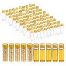 15ml Clear Glass Vials 100 Pack Small Liquid Sample Vial with Screw Caps, Golden