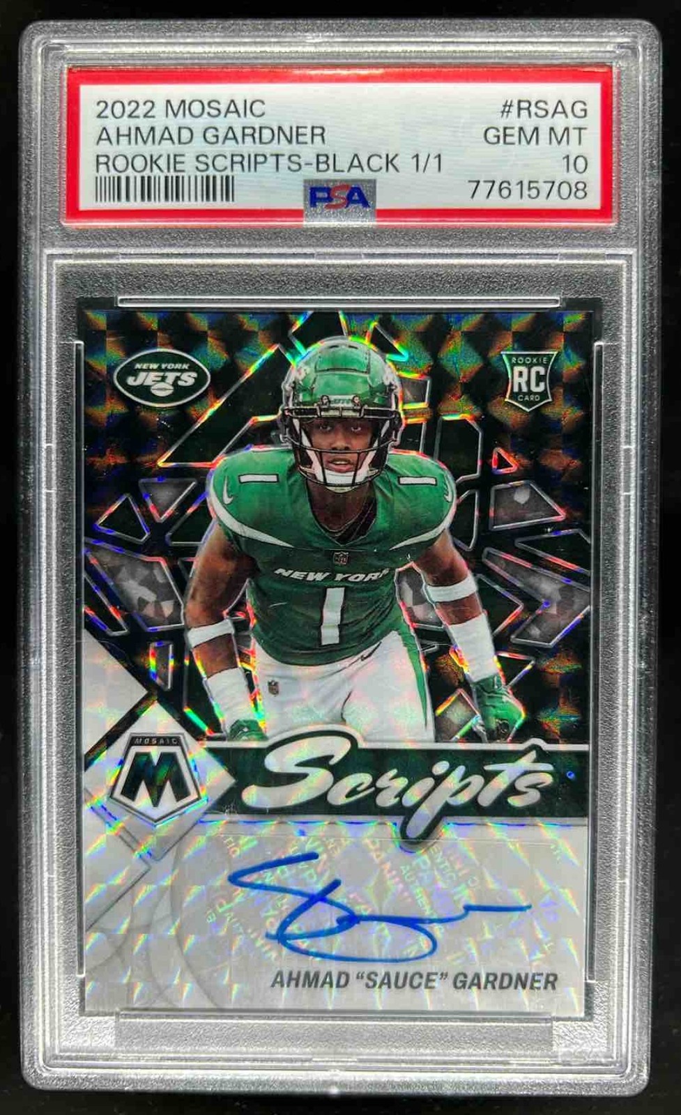 Sauce Gardner Panini Mosaic Rookie Scripts #RSAG Black 1/1