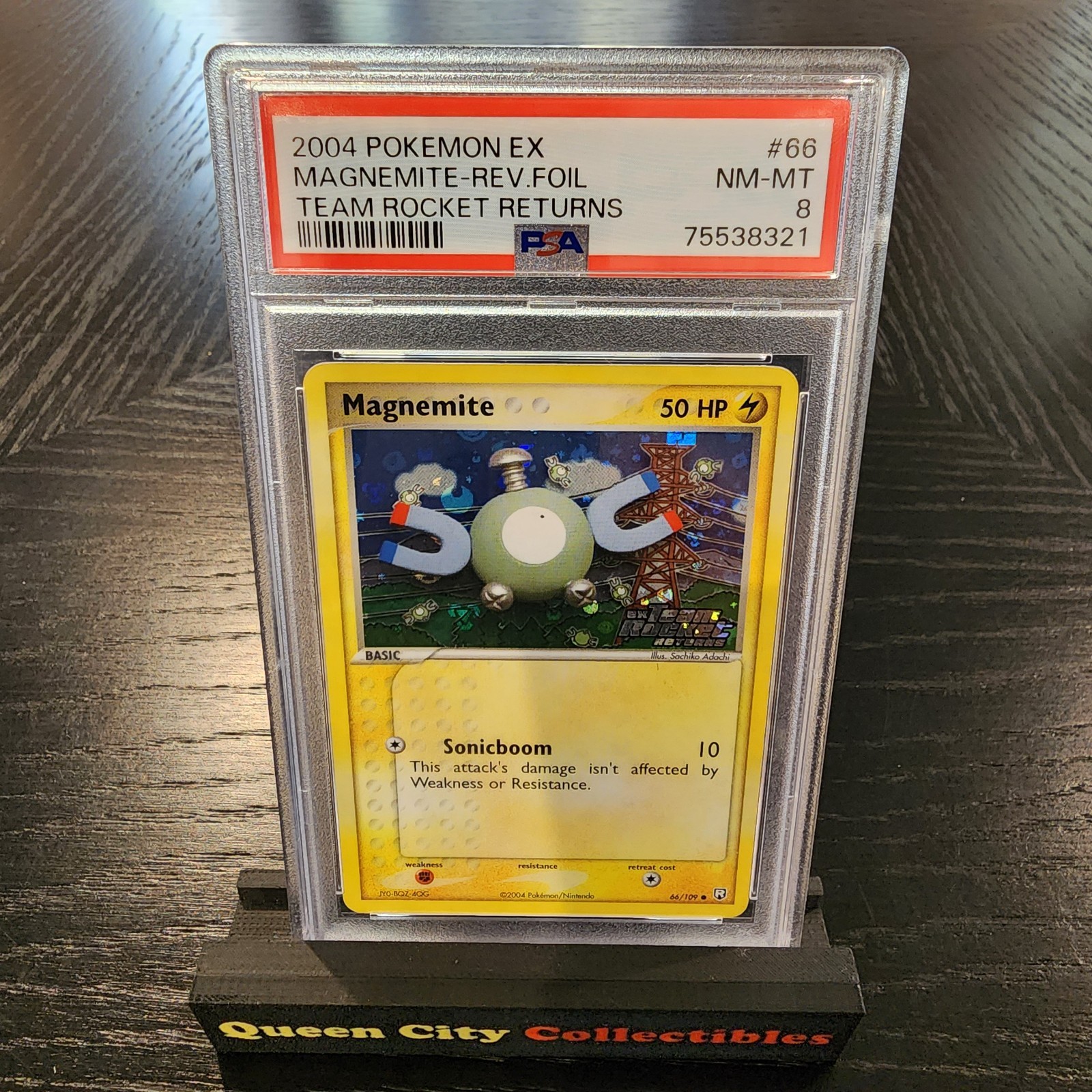MAGNEMITE - REV FOIL - PSA 8 - 2004 POKEMON EX TEAM ROCKET RETURNS - #66