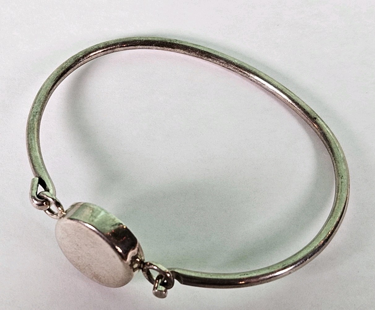 Sterling Silver 925  hook closure Bangle Bracelet… - image 2