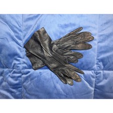 Macy's Vintage Black Leather Gloves Washable Made in Italy - Size 7