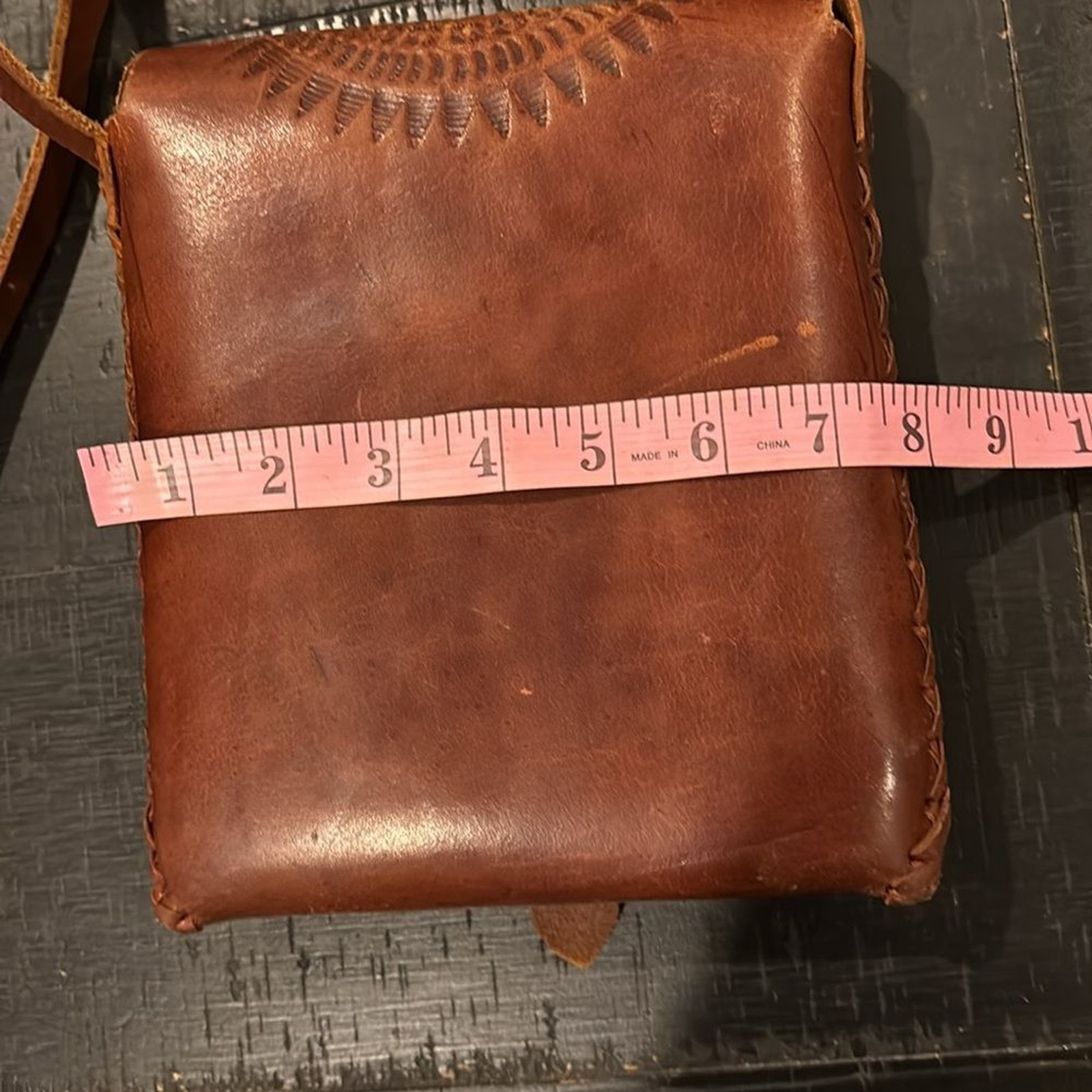 Artisan Brown Leather Tooled Pattern Boho Western… - image 5