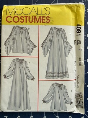McCalls Pattern 4091 Misses  Chemise Costume Medieval Renaissance 2-Lengths L-XL