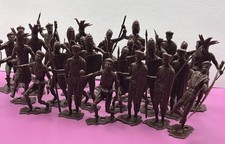 Vtg MPC African Zulu Warriors Lot 27 PVC Plastic Figures Toys Army Men Brown