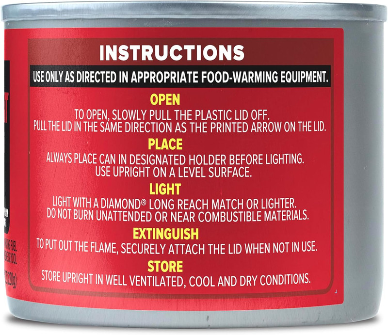 Canned Heat 12 Pack 6 Hour Chafing Fuel, Easy Open, Resealable, Non-Drip, for Fo