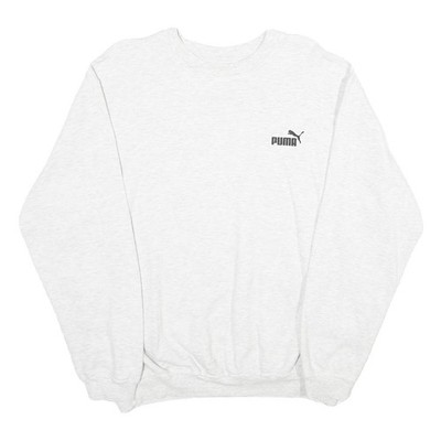PUMA Herren Sweatshirt L Baumwolle Rundhalsausschnitt Pullover Logo Weiß