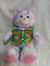 Build A Bear Workshop Plush Pastel Swirl Tie-Dye Kitty Cat Pink Purple Teal 16"