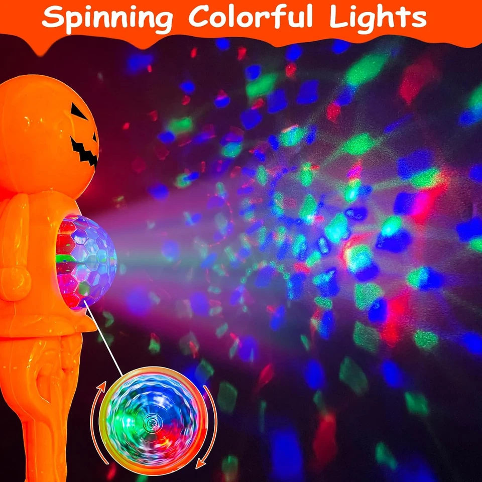 "Paquete de 2 favores de fiesta de Halloween, varita giratoria de calabaza iluminada con música, Han de 13""" Foto 4 de 4