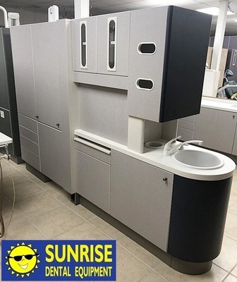 ADEC 5543 Dental Center Island Cabinet, Privacy Door, Light Gray / Blue Laminate