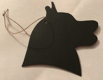 Schwarze Kreidetafel Hundekopfform Handarbeit Garn aufgereiht 5  x 5,5  wie gesehen Tafel