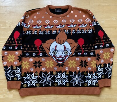 3XL 56'' Brust Pennywise IT Chapter Two Weihnachtspullover Pulli Xmas Pop Gear