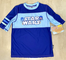 Disney Star Wars Rash Guard Swimming Shirt Blue Boys Size 7 Swim Top UFP 50