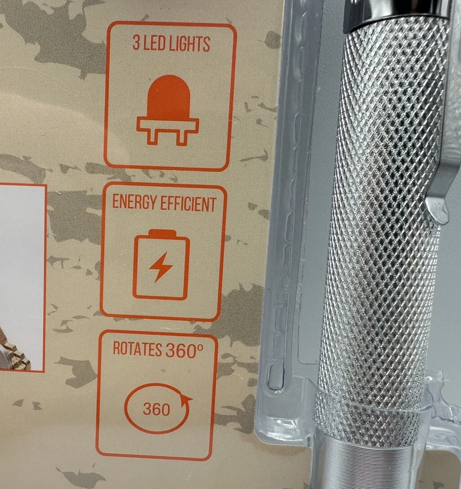 Telescopic Flashlight With Magnetic Head And Base Led Light Red Dog Silver - Image 2 of 4