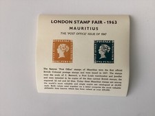 UK CINDERELLA SOUVENIR SHEET 1963 LONDON STAMP EXHIBITION MAURITIUS 184