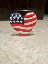 4th of July Heart Decoration Used 5.25in Tall