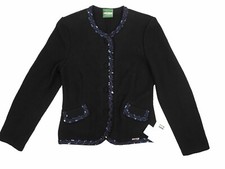 NEW 599 Geiger of Austria Boiled Wool Jacket Coat  US 8 e 38 Black Blue Trim