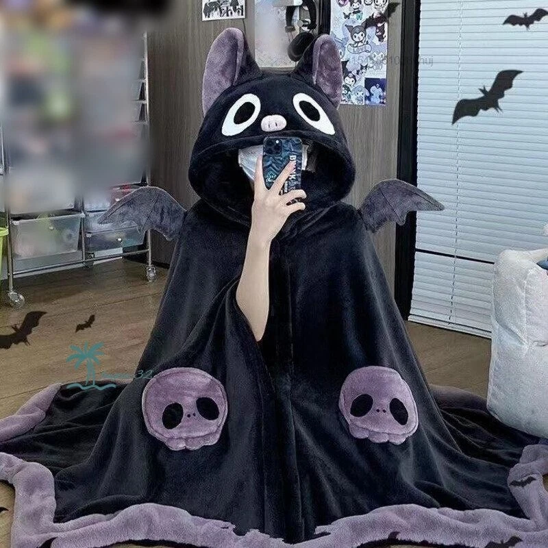 Animal Cute Bat Cloak Cape Halloween Adult Kids Winter Blanket Cloak Nightgown - Image 4 of 4