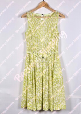 Leaf Whisper   Marc Cain Kleid N1 (34) Lime Green Weiß Blätter Muster
