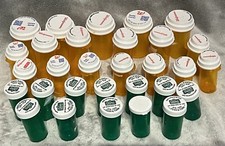 Lot of 30 Empty Used RX Pill Bottles - Various Sizes and color