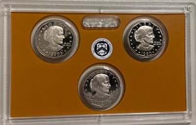 1979 1980 1981 S Susan B Anthony Gem Proof Dollar Run In US Mint Coin Set