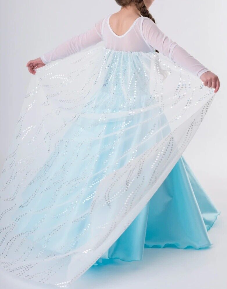 chinese dress ladies Frozen 2 Elsa Princess Long Sleeve Tulle Girl Costume Dresses with Cap   ilovethedress