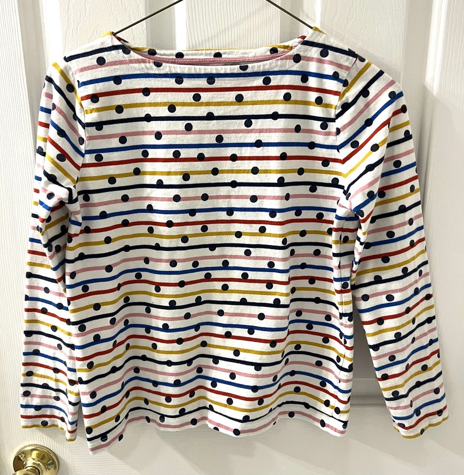 Blusa Breton Mini Boden Feminina Multi Listras Bolinhas em Marfim Mix Tamanho 11-12 - Imagem 3 de 4