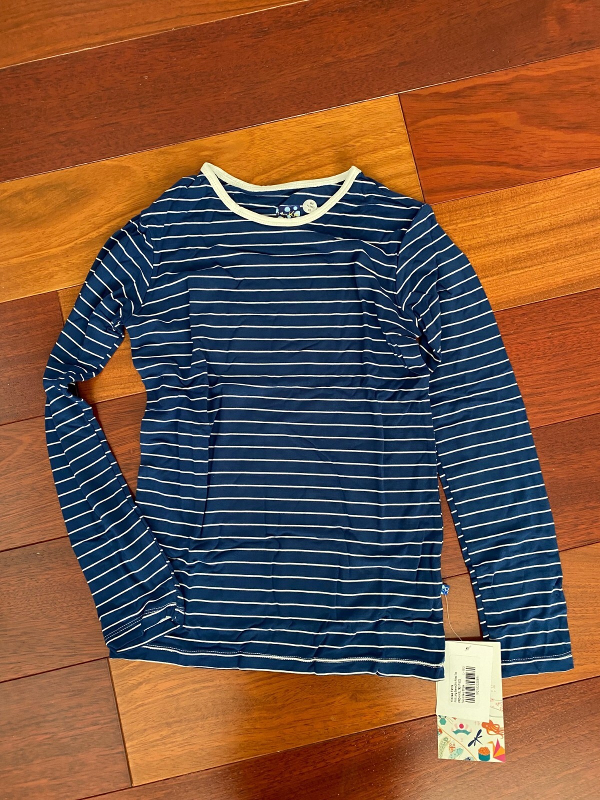 NWT Kickee Pants girls Tokyo crewneck tee Navy striped L 10 12 Long