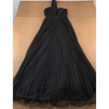 Asos Womens 4 Tall Black Pleated Mesh One Shoulder Back Zip A Line Dress New