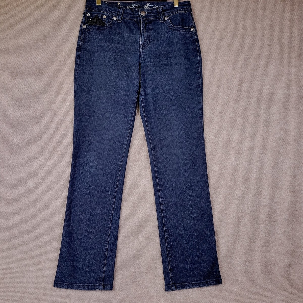 STYLE CO Jeans Womens 6 Straight Embroidery Rhinestones Pockets