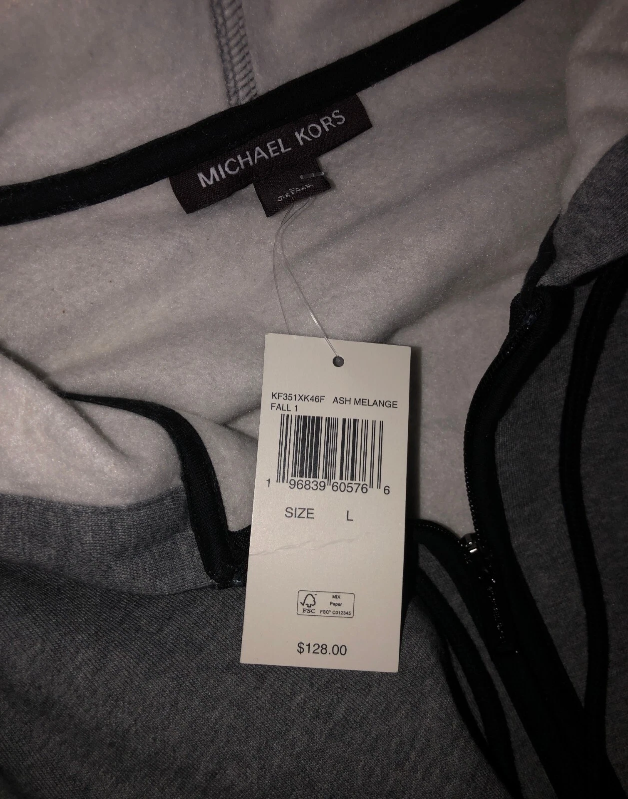 Felpa donna MICHAEL KORS grigia con cappuccio e zip nuova grande