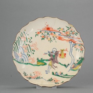 Antique 17/18c Japanese Ko-Kutani Plate After CHinese Ming Ko-Akae example Japan