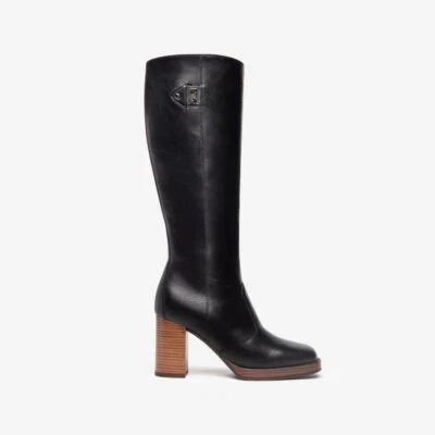 Stivali Nero Giardini donna con tacco e punta quadra in pelle nero I205750D