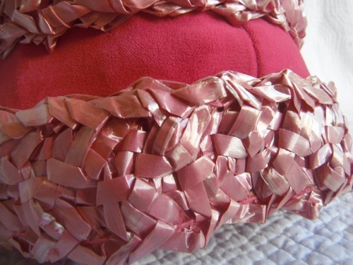 Vtg. 60's 1960's Unusual Hot Pink Velvet Hat Structured Architectural - Picture 3 of 8