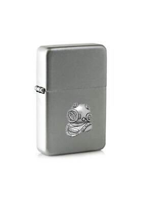 #ad PPU01 Diving Helmet emblem on a flip top petrol silver lighter windproof GBP 14.95