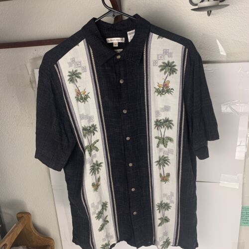 Burma Bibas Black Casual Mens Camp Hawaiian Button Up Shirt Size L | eBay