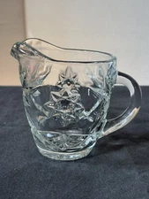 Vintage Anchor Hocking EAPC Presscut Clear Glass Star of David Cream Pitcher