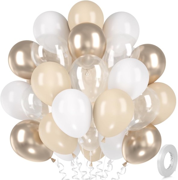 Luftballons Beige Weiß Metallic Champagner Gold 30 StüCk FüR Hochzeit-image