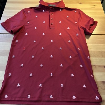 G/Fore Men's Small Embroidered Skull & Tees Tech Jersey Polo MSRP $120 Excellent